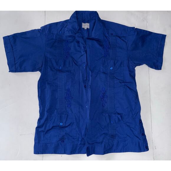 Guayaberas corazon men’s button up size 44 blue shirt - Picture 1 of 4